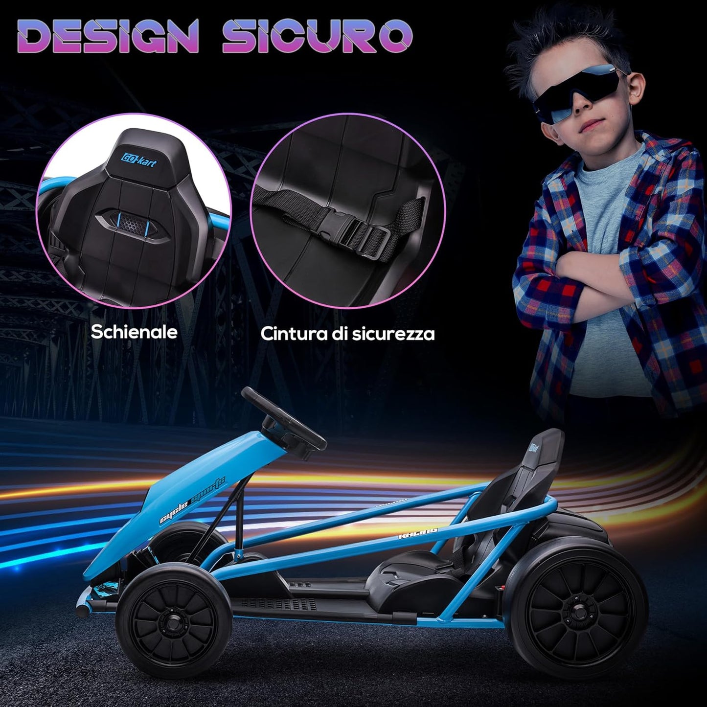 Go Kart Elettrico per Bambini 8-12 Anni